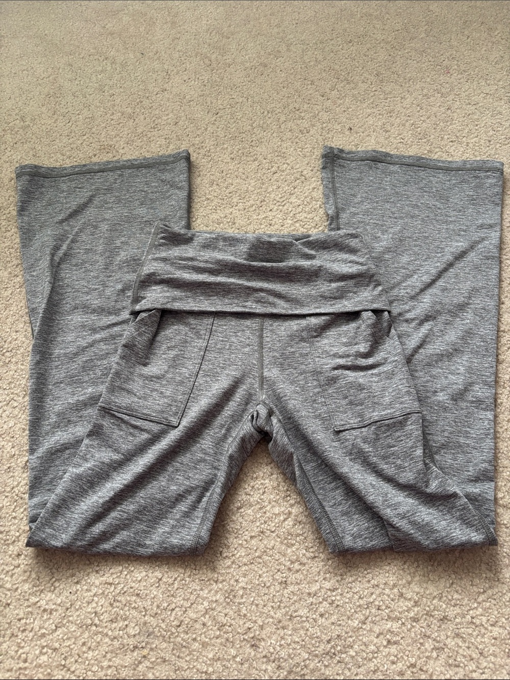 aerie Gray Fold-Over Waist flare Leggings with Pockets